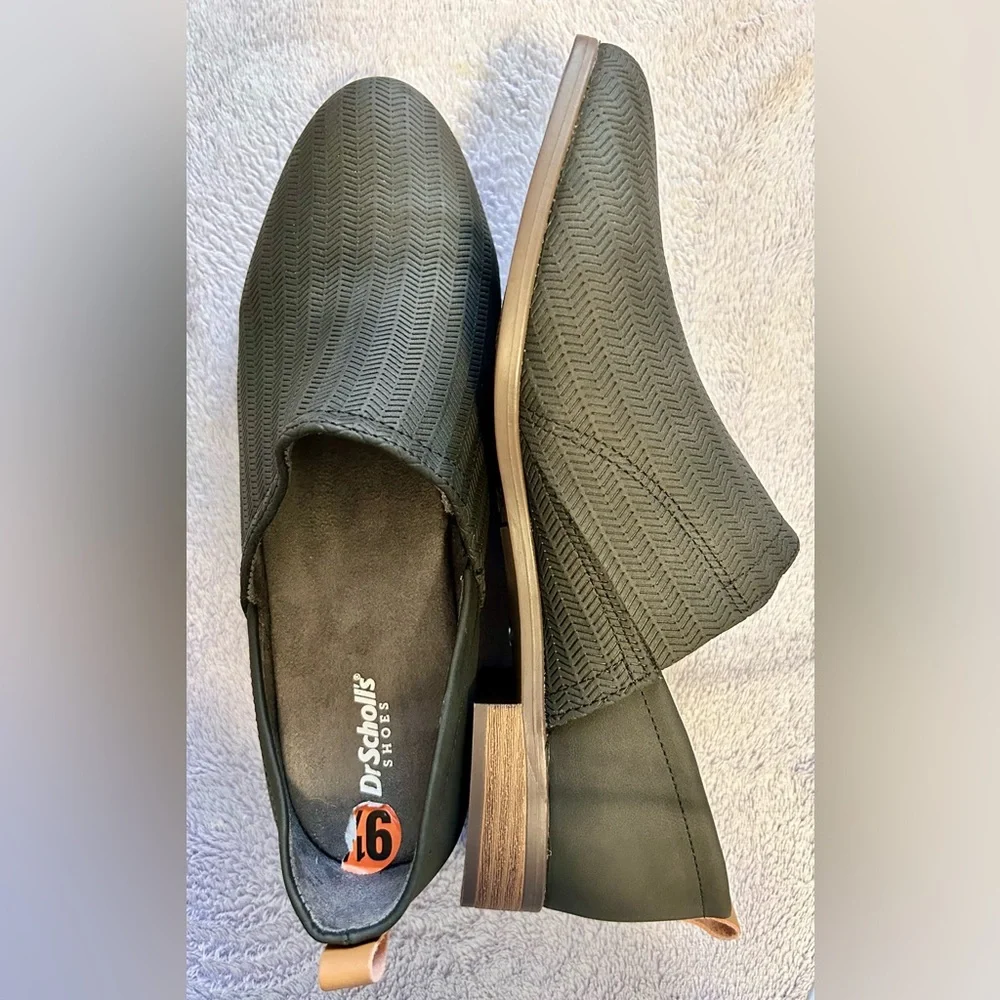 Dr. Scholl's Olive Green Chevron Slip-On Flats - Picture 6 of 8